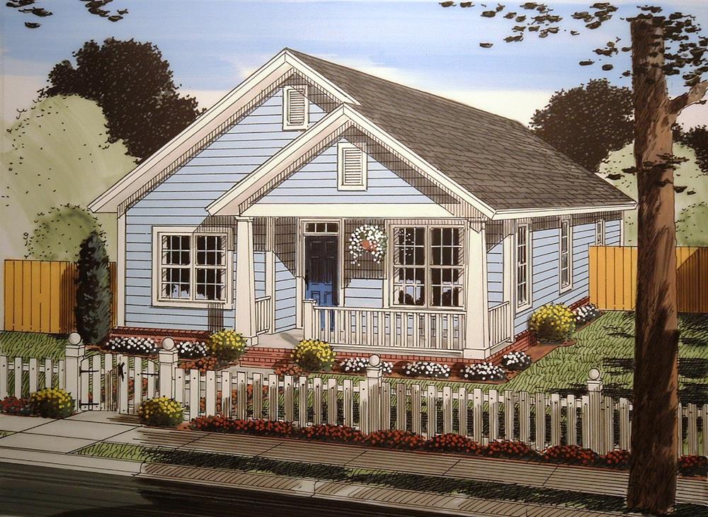 Front elevation of Craftsman home (ThePlanCollection: House Plan #178-1355)