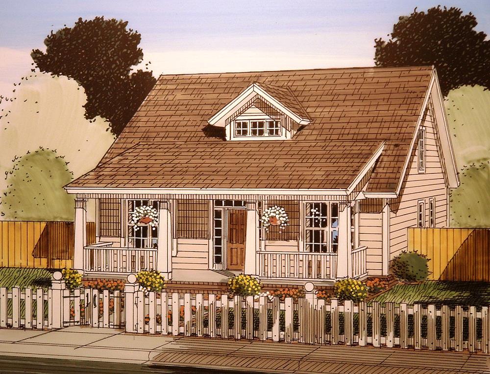 Front elevation of Craftsman home (ThePlanCollection: House Plan #178-1356)