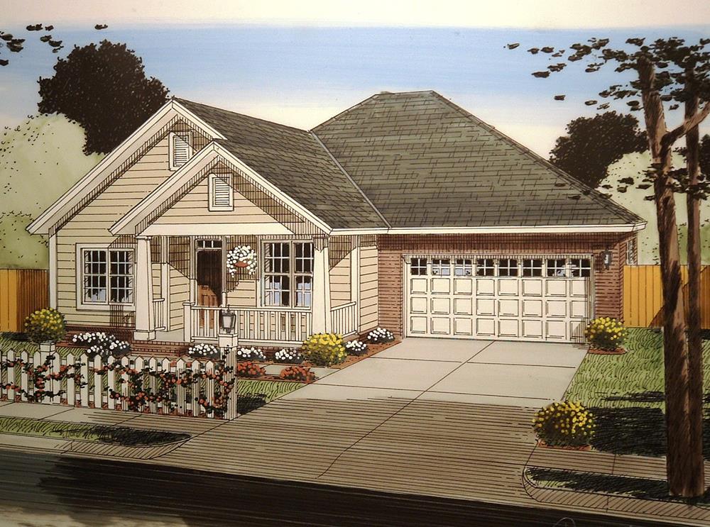 Front elevation of Craftsman home (ThePlanCollection: House Plan #178-1357)