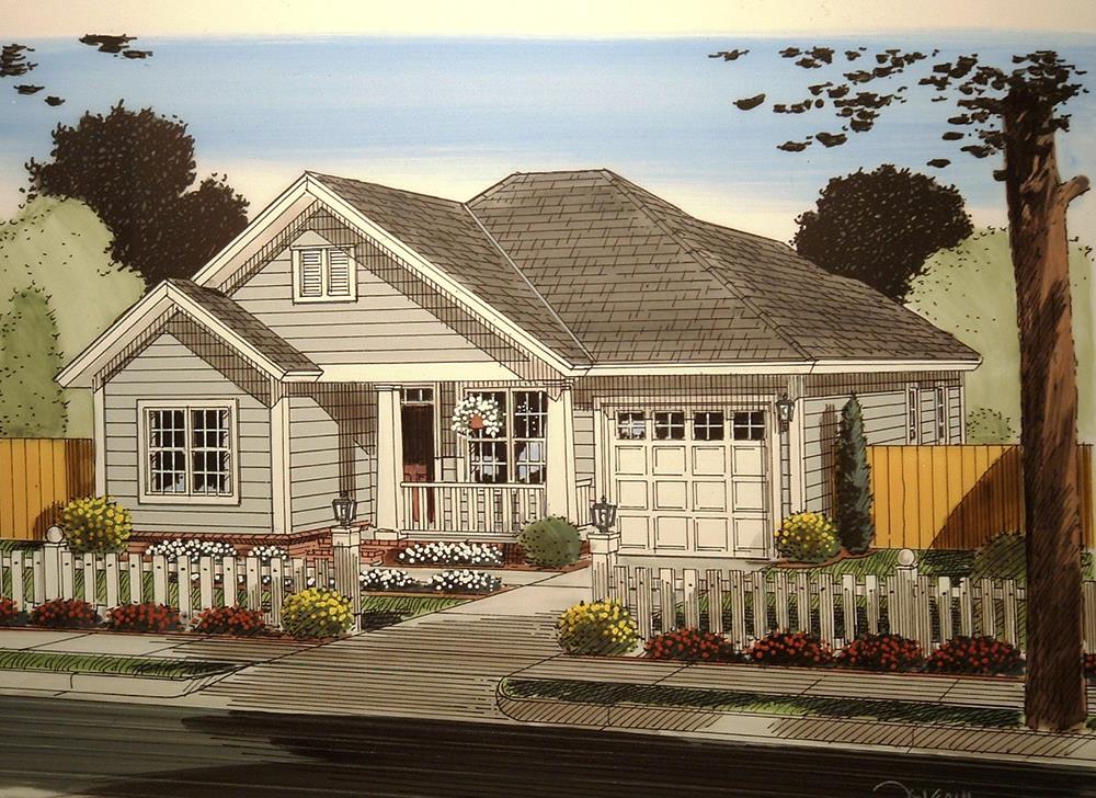 Front elevation of Craftsman home (ThePlanCollection: House Plan #178-1359)