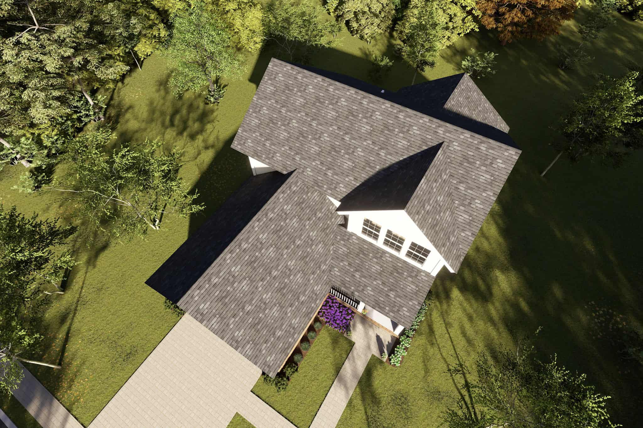 Aerial View of this 3-Bedroom,1549 Sq Ft Plan -178-1361