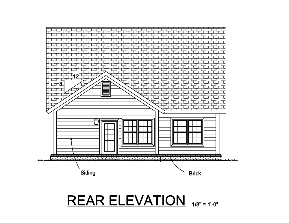 Home Plan Rear Elevation of this 3-Bedroom,1549 Sq Ft Plan -178-1361