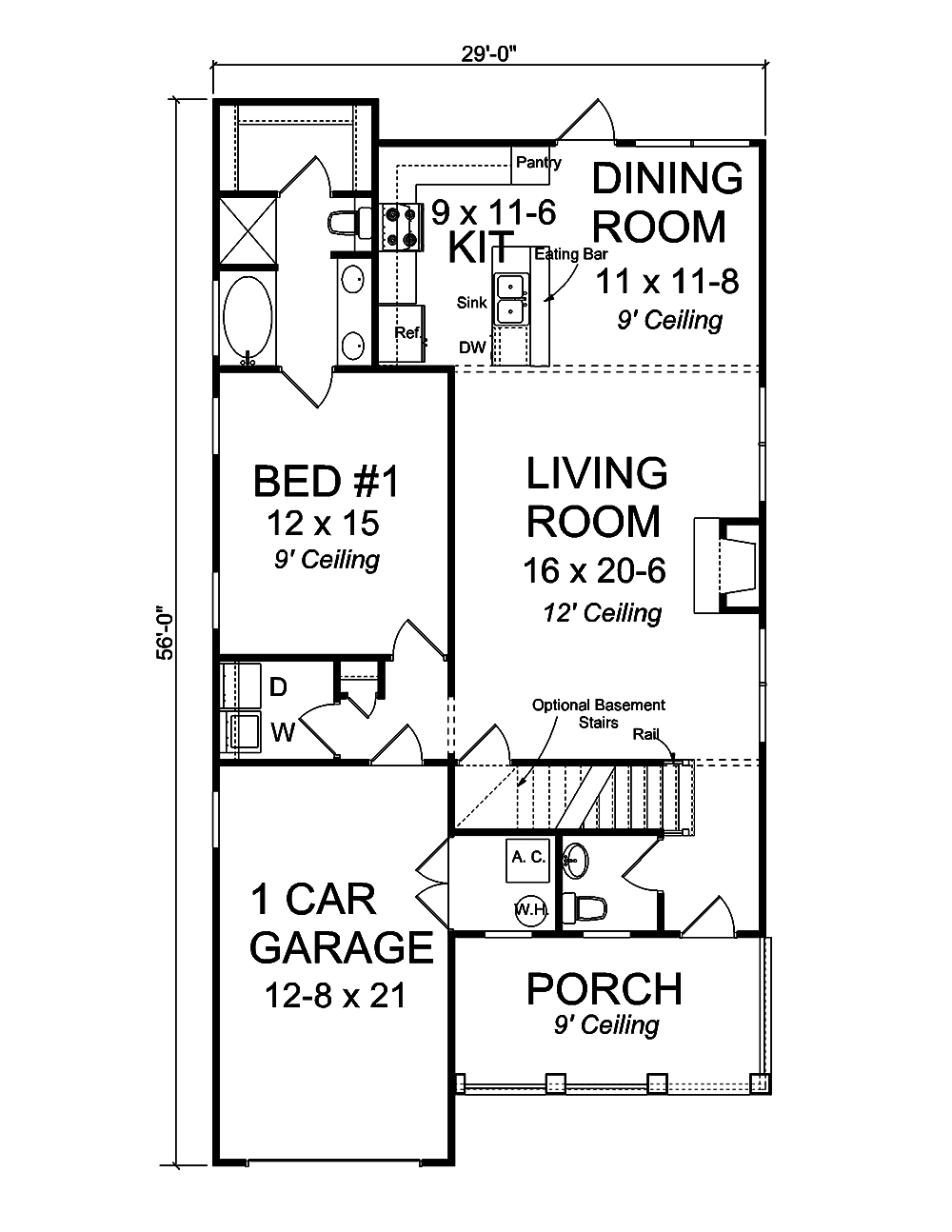 Floor Plan First Story of Craftsman Plan #178-1362