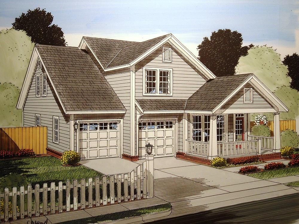 Front elevation of Craftsman home (ThePlanCollection: House Plan #178-1363)