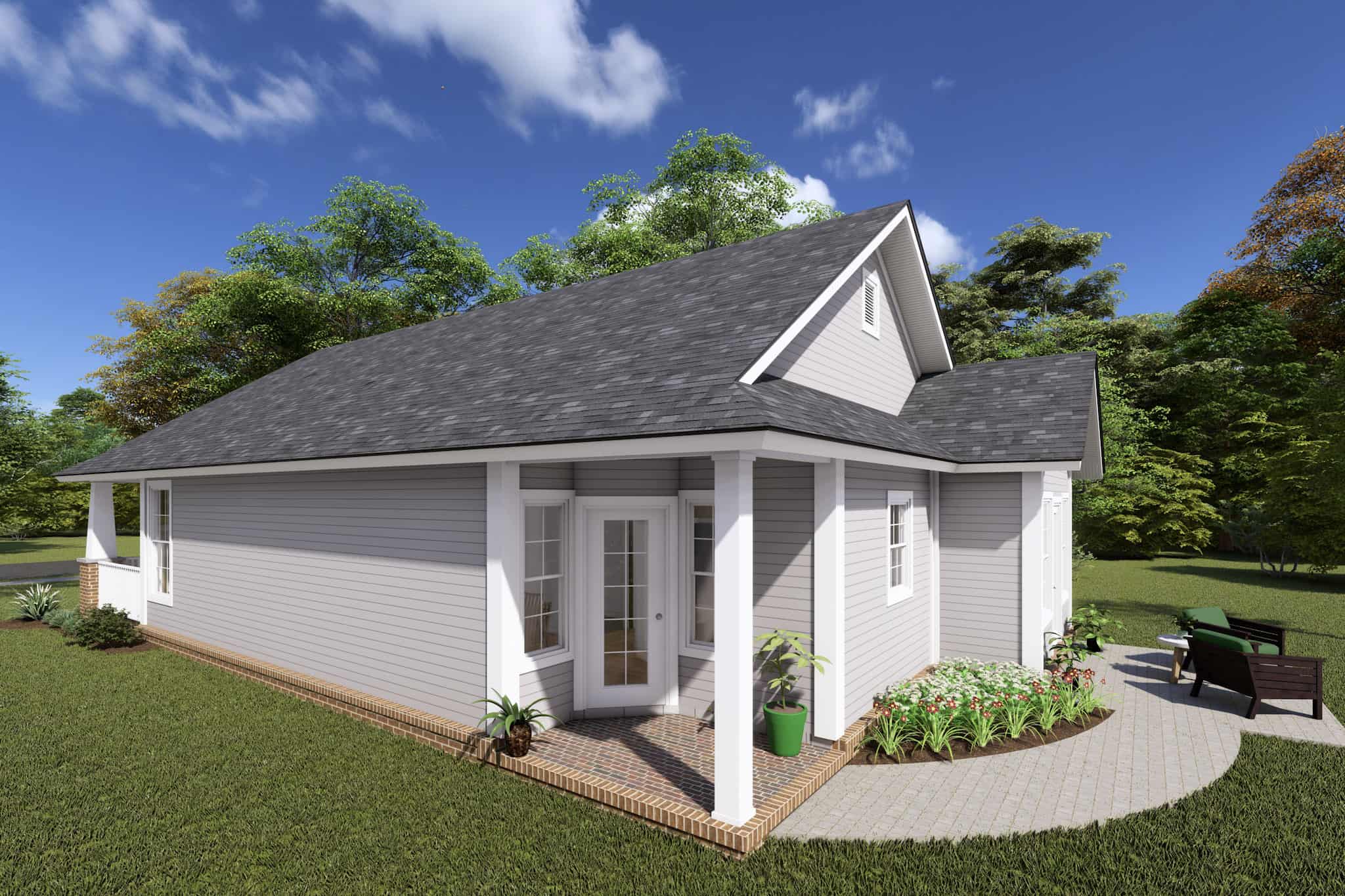 Rear View of this 3-Bedroom,1381 Sq Ft Plan -178-1368
