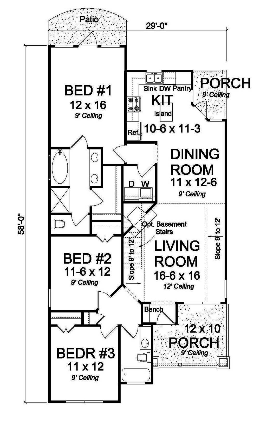 Floor Plan First Story of Cottage Plan #178-1368
