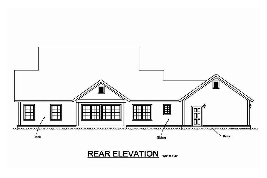 Home Plan Rear Elevation of this 4-Bedroom,1938 Sq Ft Plan -178-1375