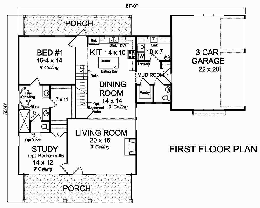 Floor Plan First Story of Country Plan #178-1377