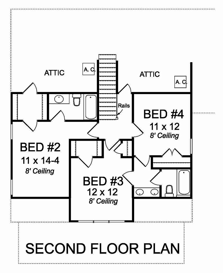 Floor Plan Second Story of Country Plan #178-1377