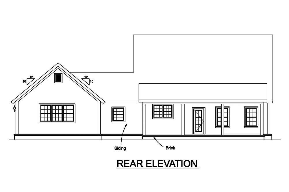 Home Plan Rear Elevation of this 4-Bedroom,2408 Sq Ft Plan -178-1377