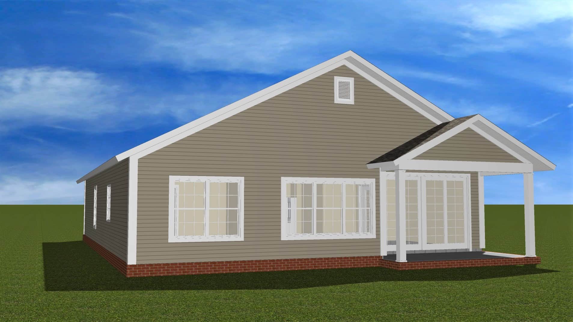 Rear View of this 3-Bedroom,1483 Sq Ft Plan -178-1404