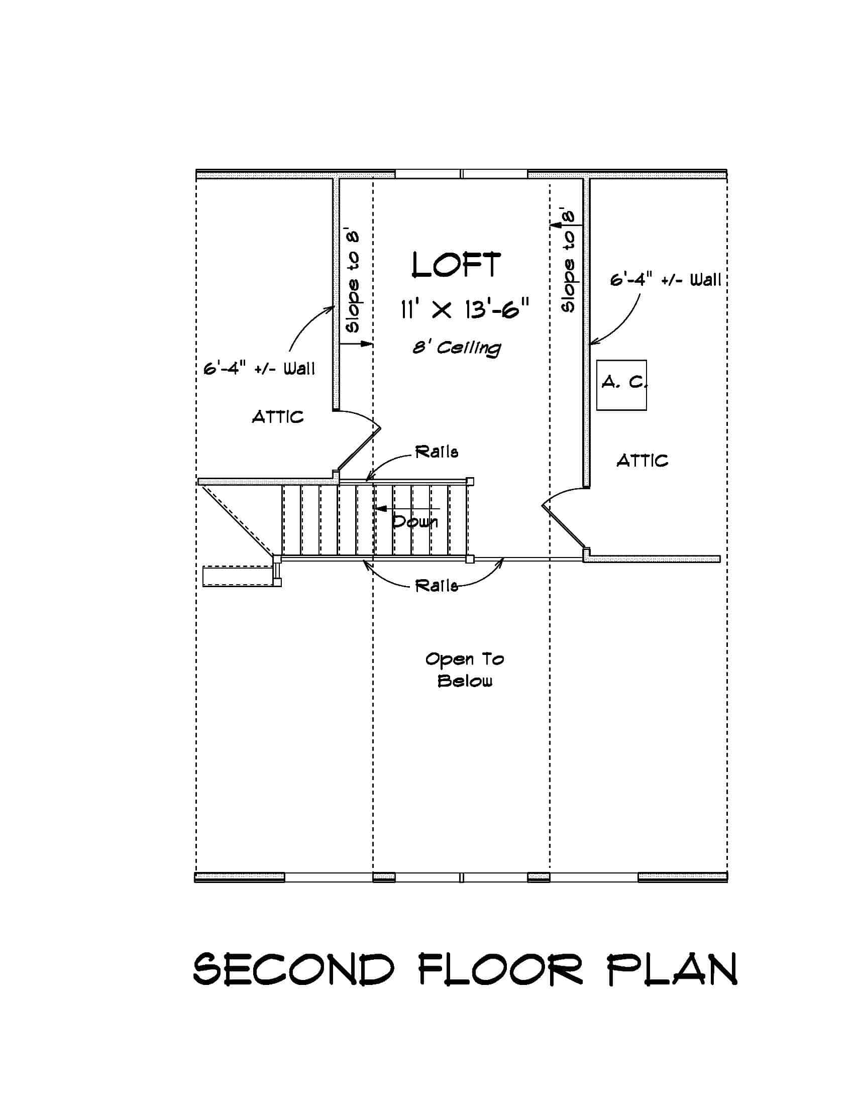 Upper Level of Cabin Plan #178-1409