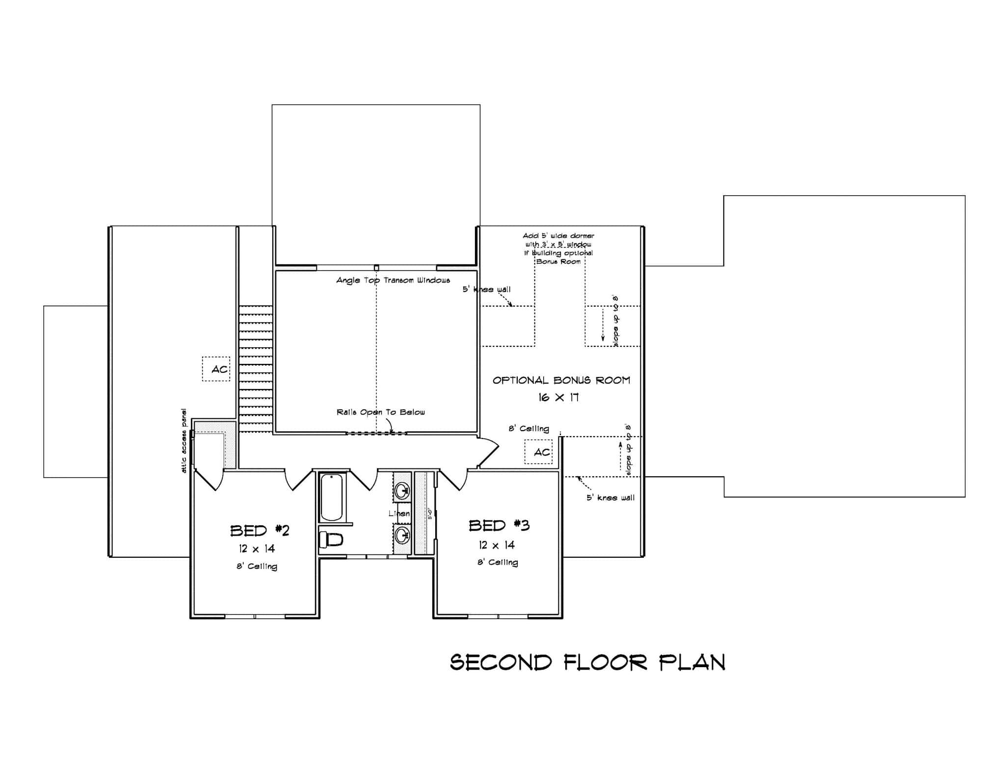Upper Level of Farmhouse Plan #178-1418