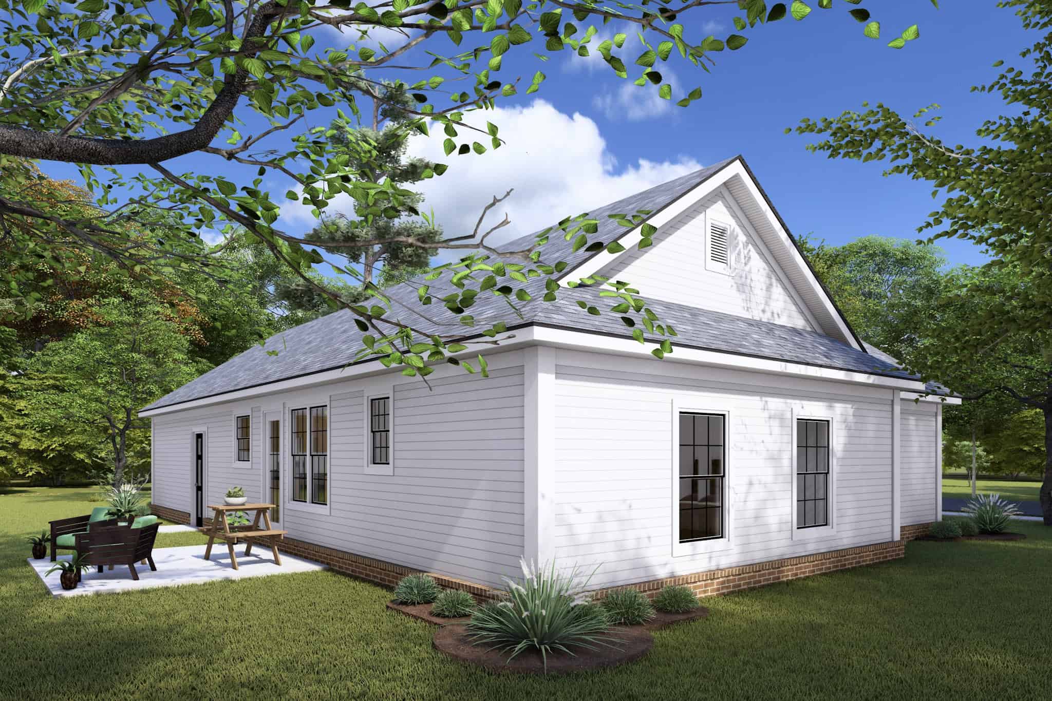 Rear View of this 2-Bedroom,960 Sq Ft Plan -178-1427
