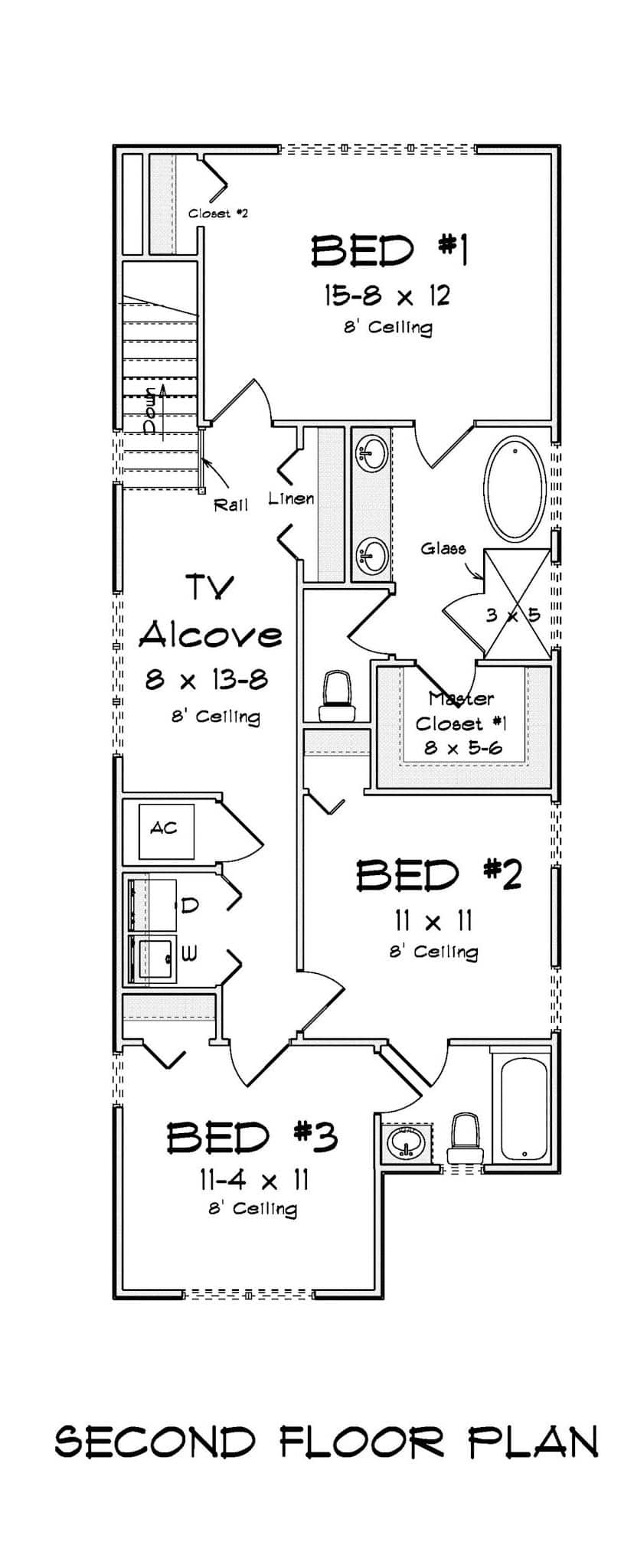 Upper Level of Cottage Plan #178-1452