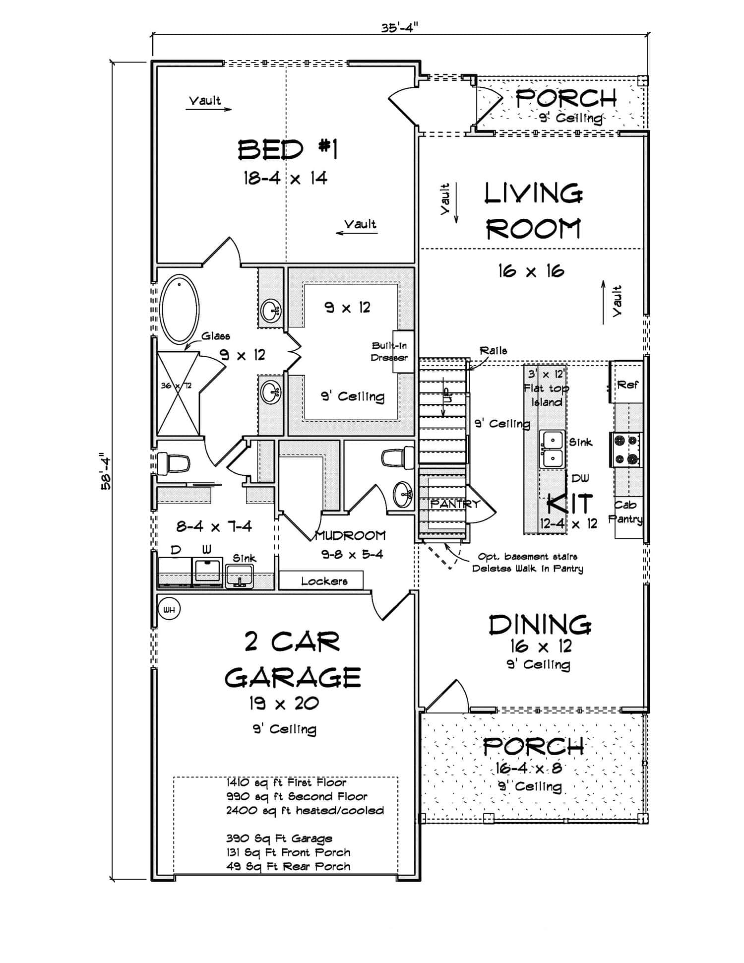Main Level of Cottage Plan #178-1456