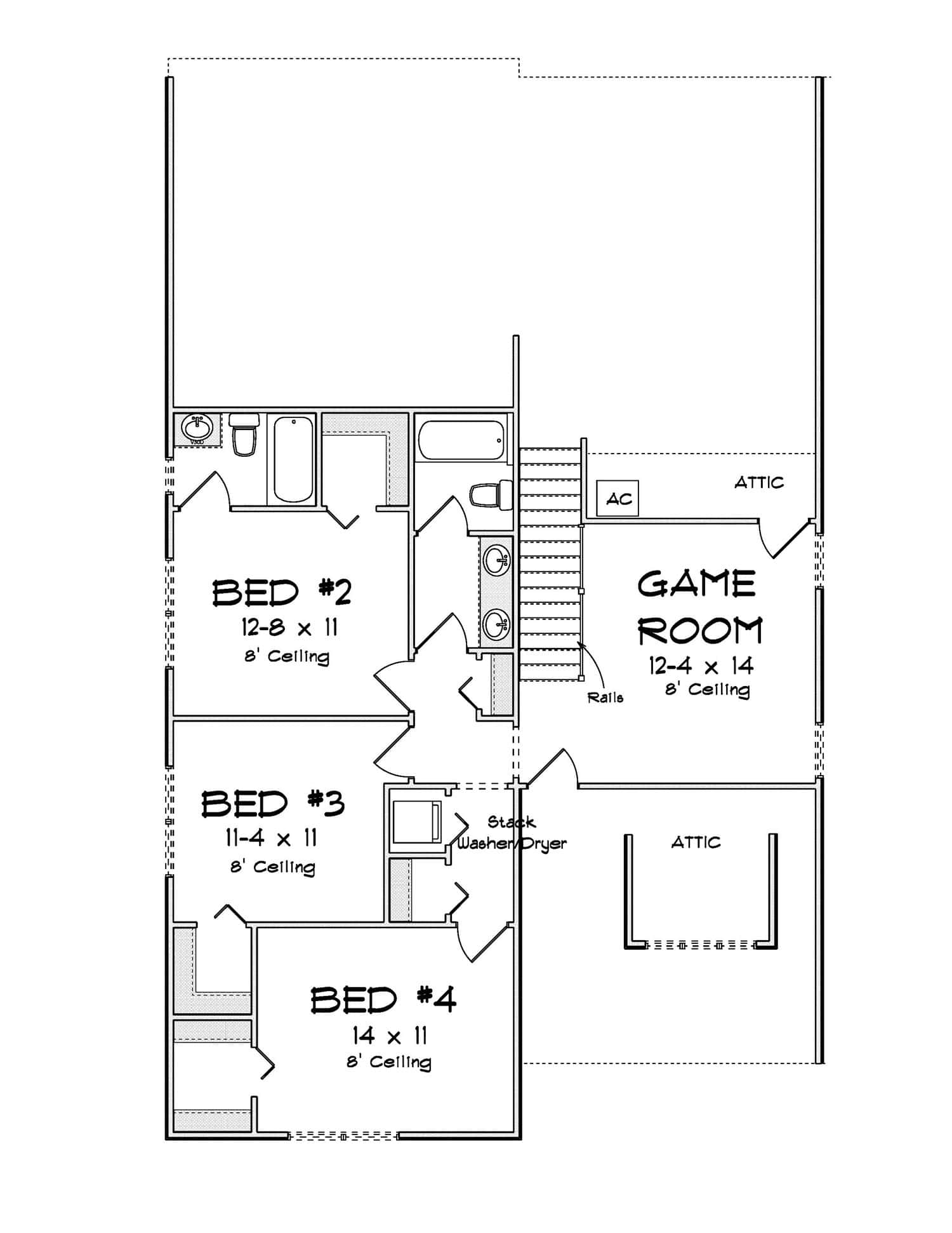 Upper Level of Cottage Plan #178-1456