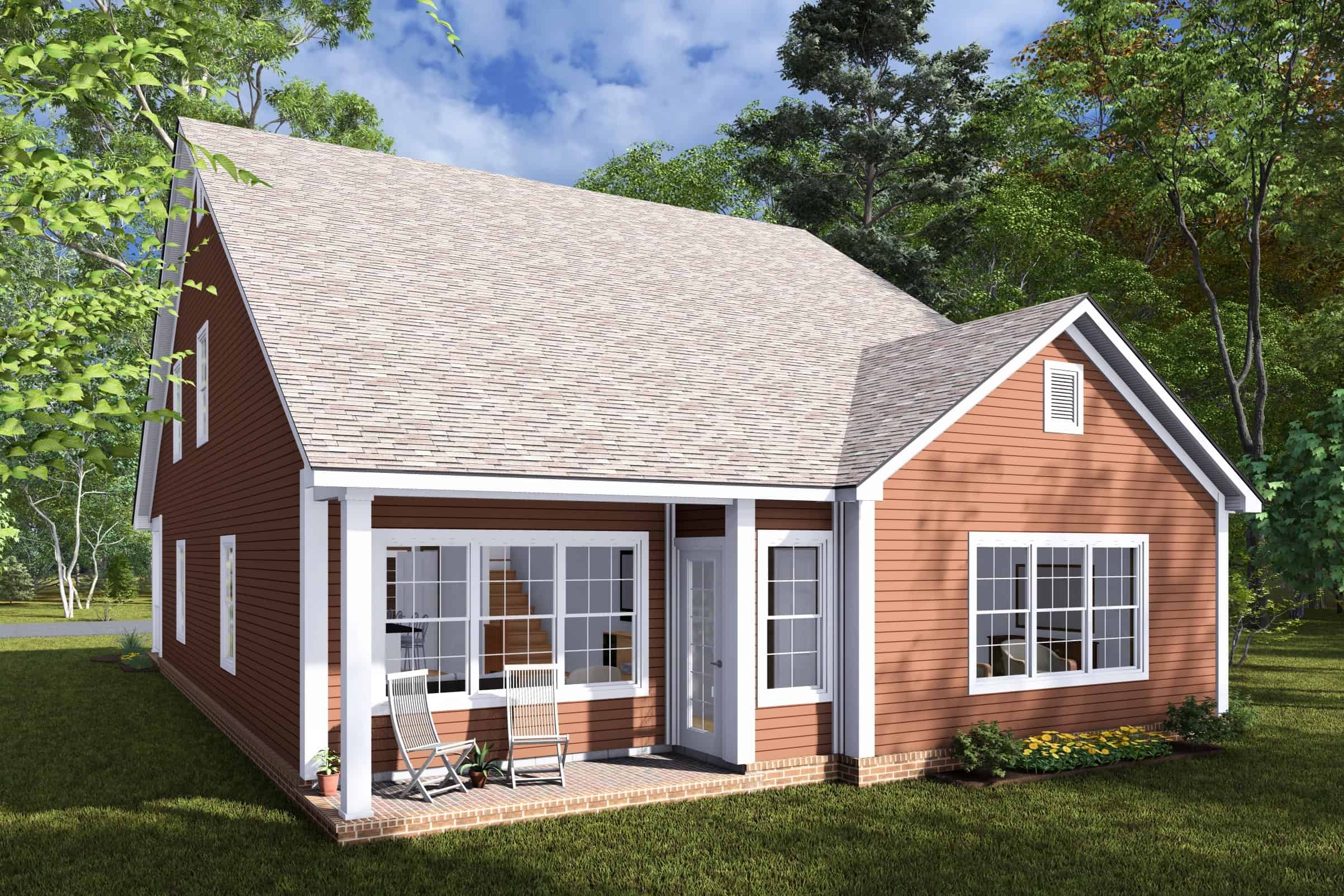Rear View of this 4-Bedroom,2400 Sq Ft Plan -178-1456