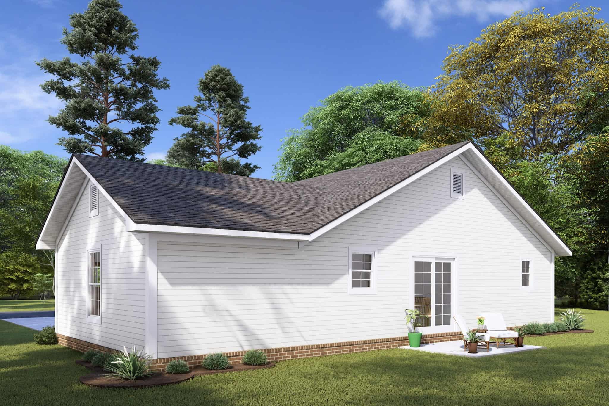 Rear View of this 2-Bedroom,997 Sq Ft Plan -178-1467