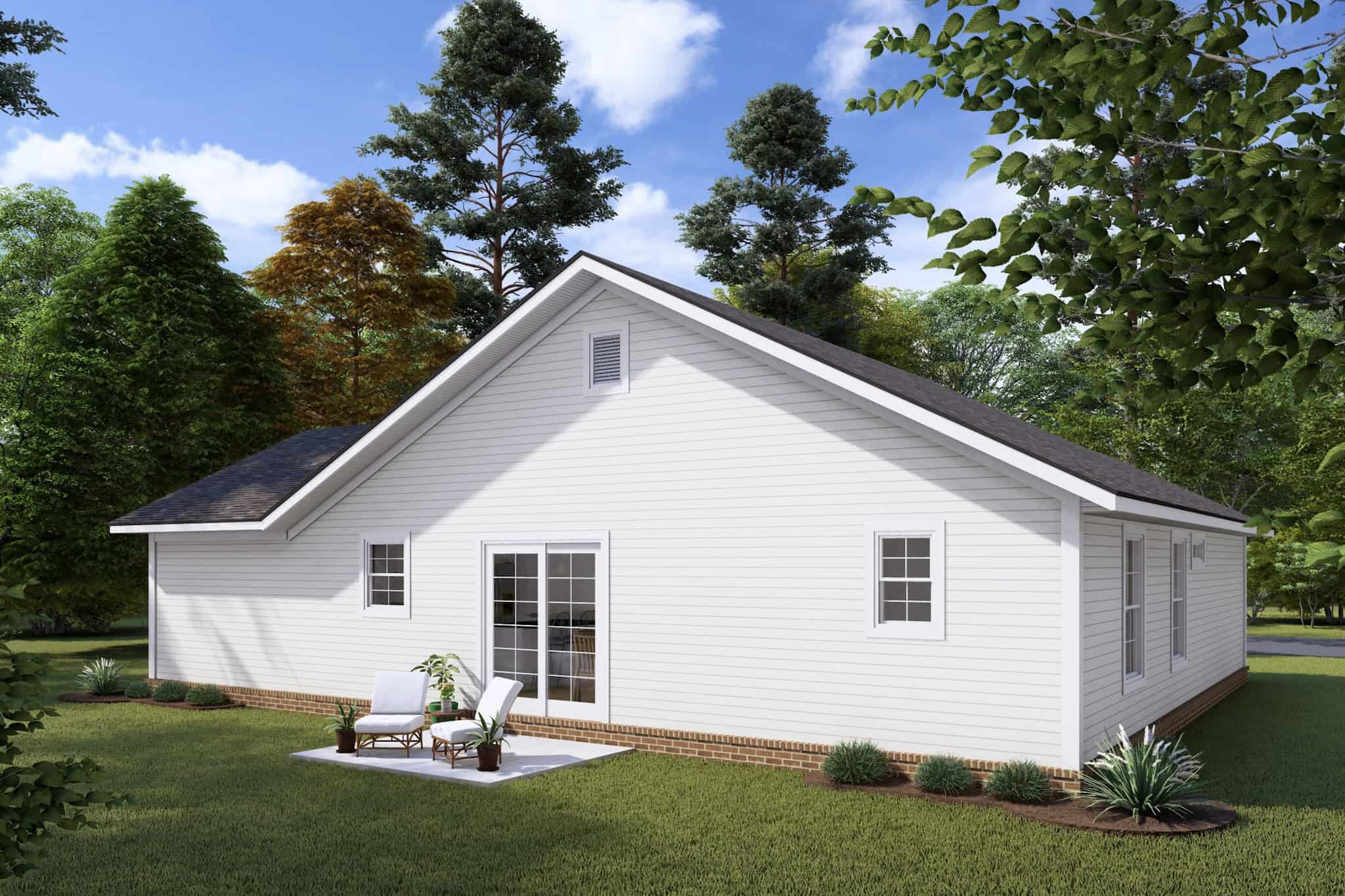 Rear View of this 2-Bedroom,997 Sq Ft Plan -178-1467