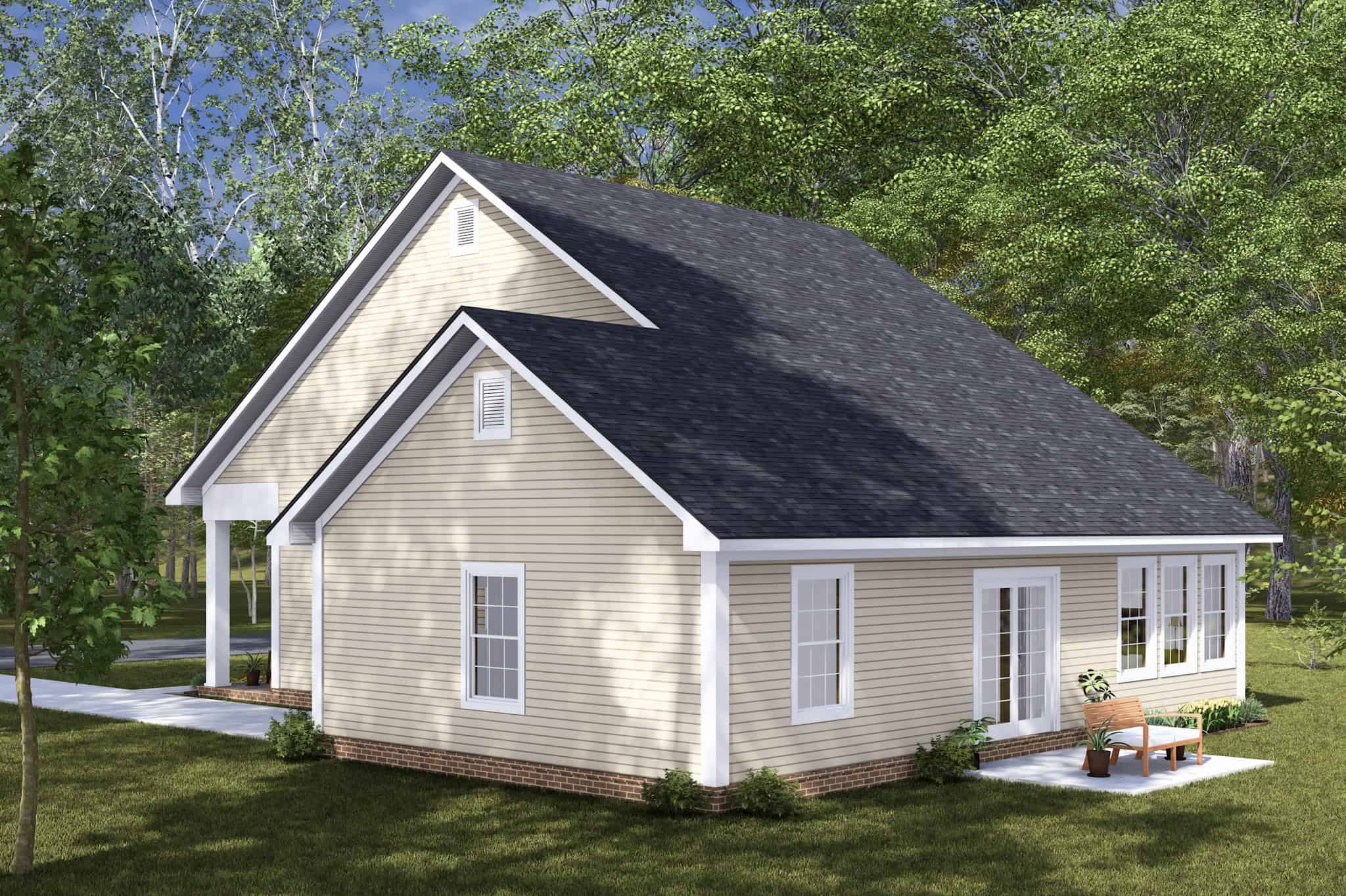 Rear View of this 4-Bedroom,1746 Sq Ft Plan -178-1475