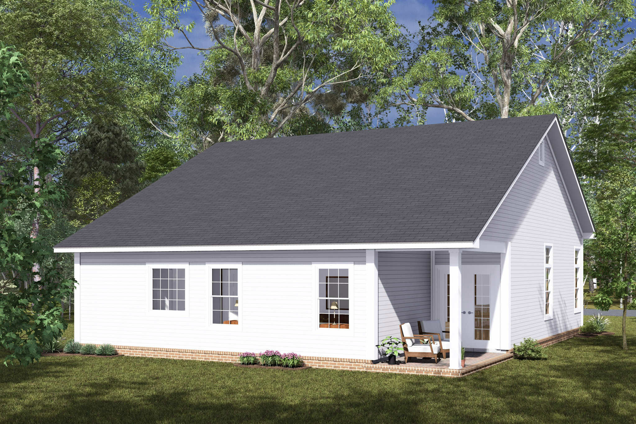 Rear View of this 3-Bedroom,1388 Sq Ft Plan -178-1479