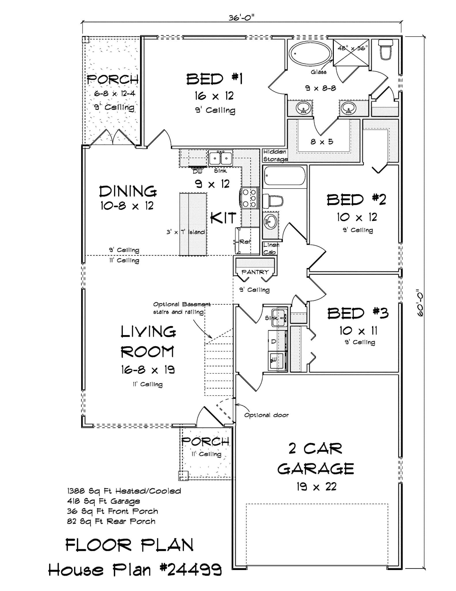 Main Level of Cottage Plan #178-1479
