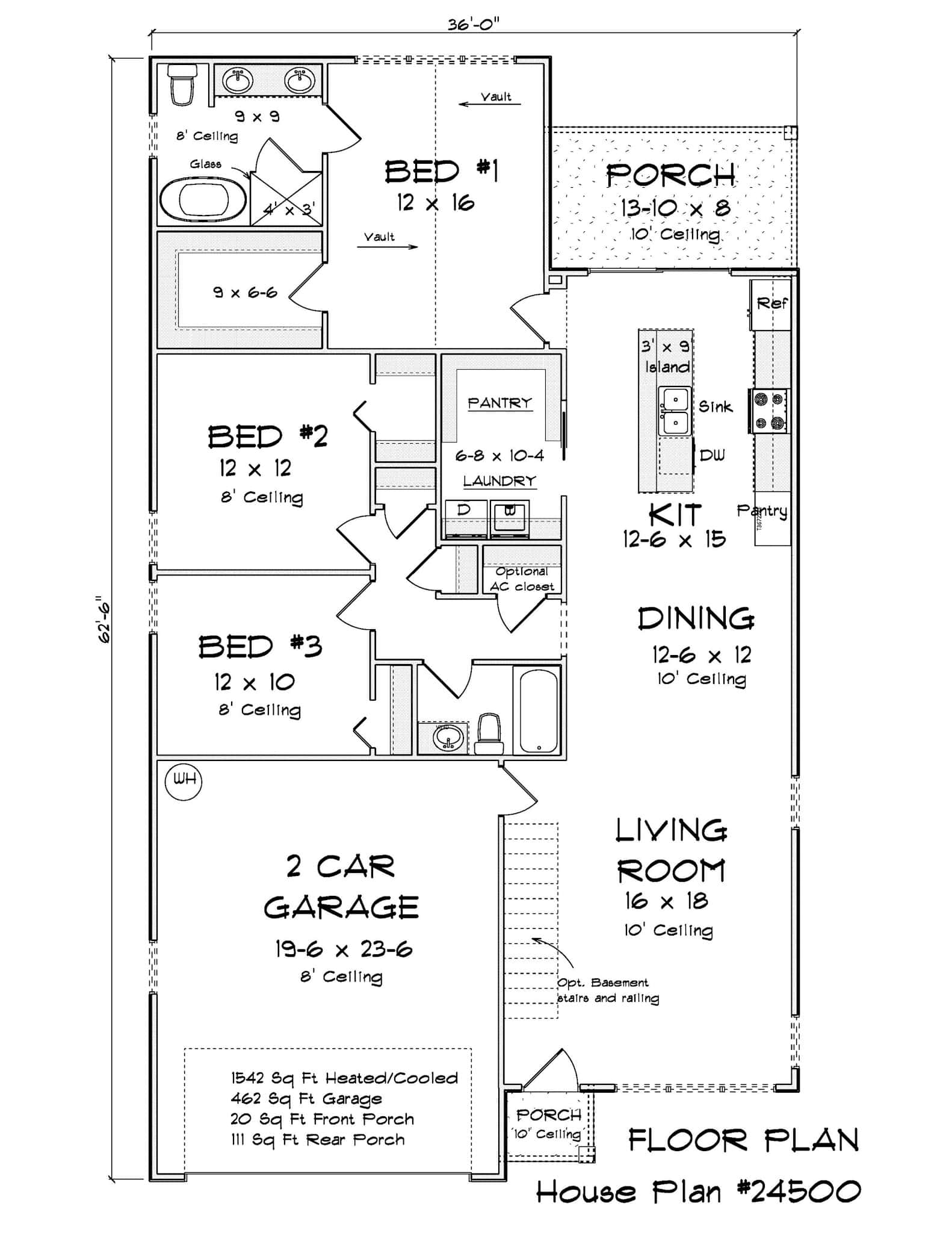 Main Level of Cottage Plan #178-1480