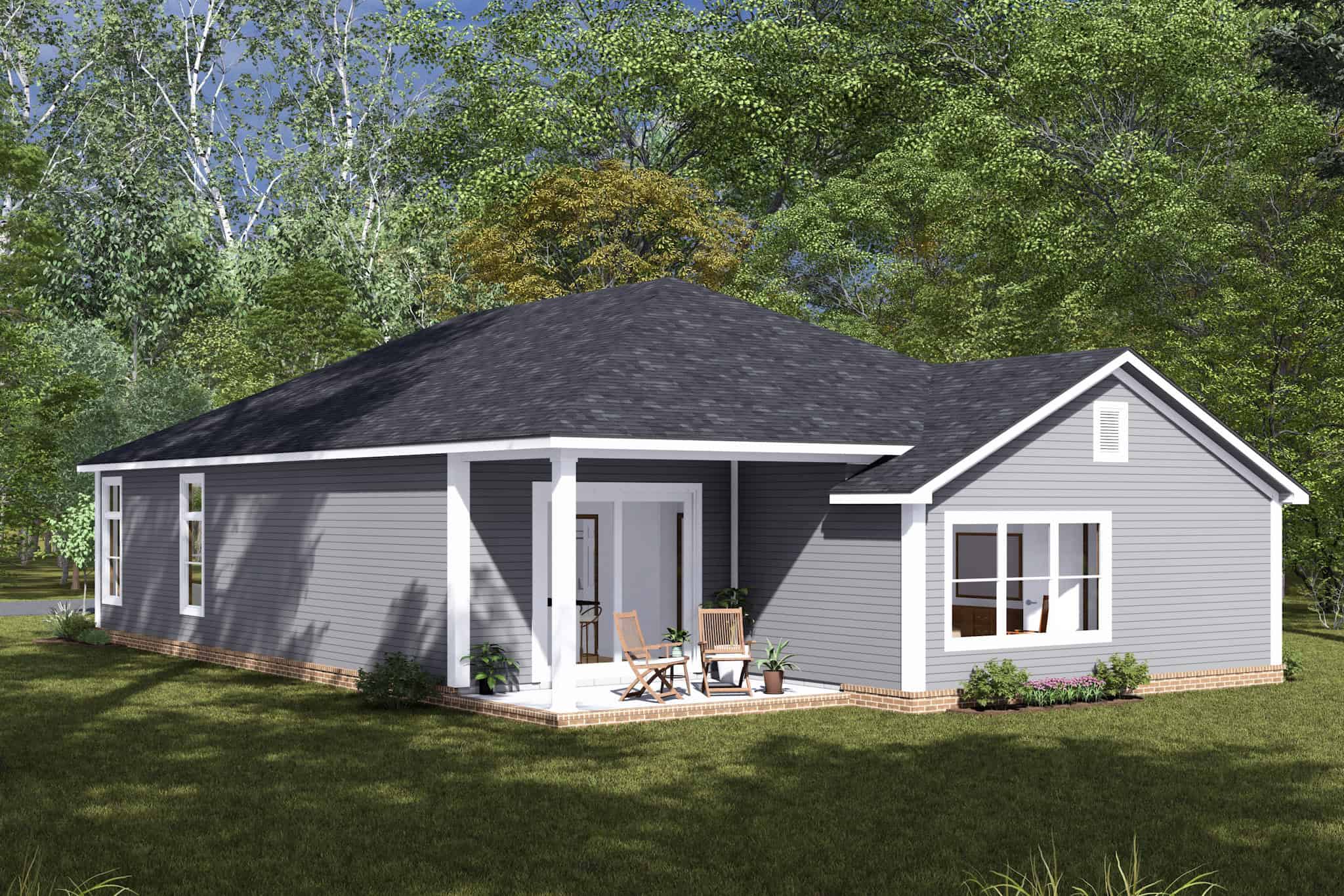 Rear View of this 3-Bedroom,1542 Sq Ft Plan -178-1480