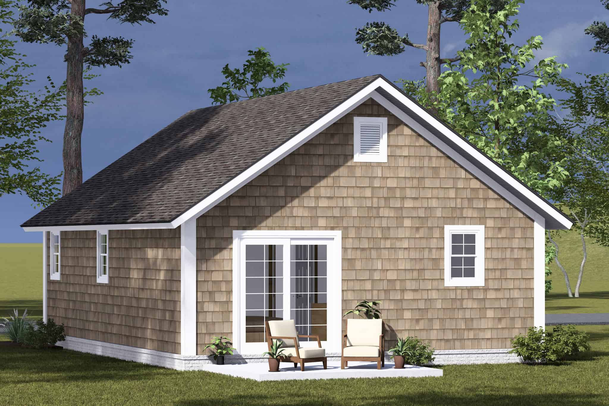 Rear View of this 2-Bedroom,693 Sq Ft Plan -178-1488