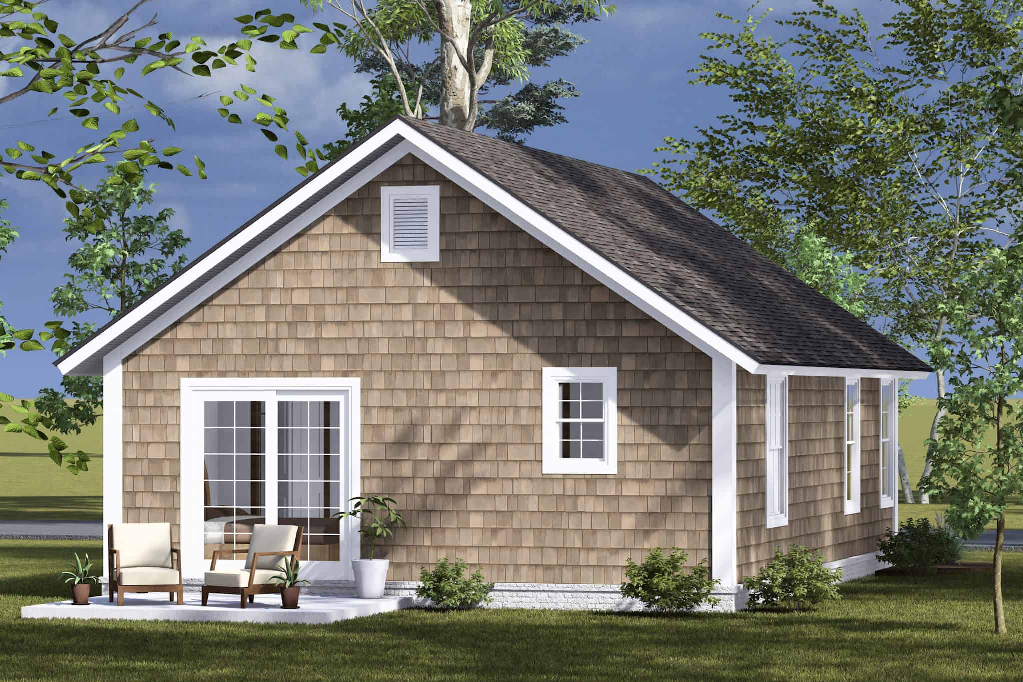 Rear View of this 2-Bedroom,693 Sq Ft Plan -178-1488