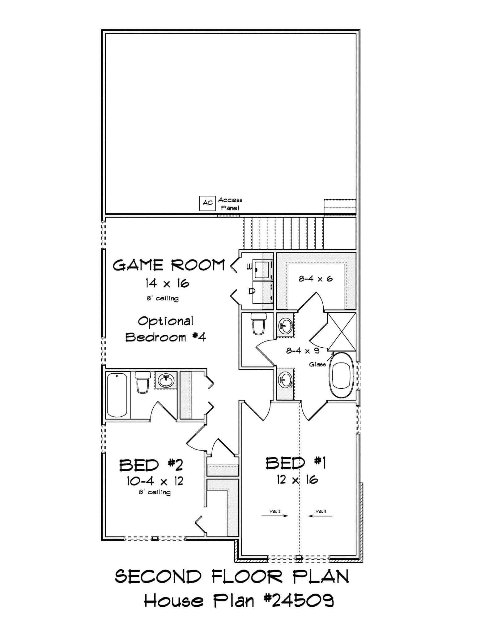 Upper Level of Cottage Plan #178-1489