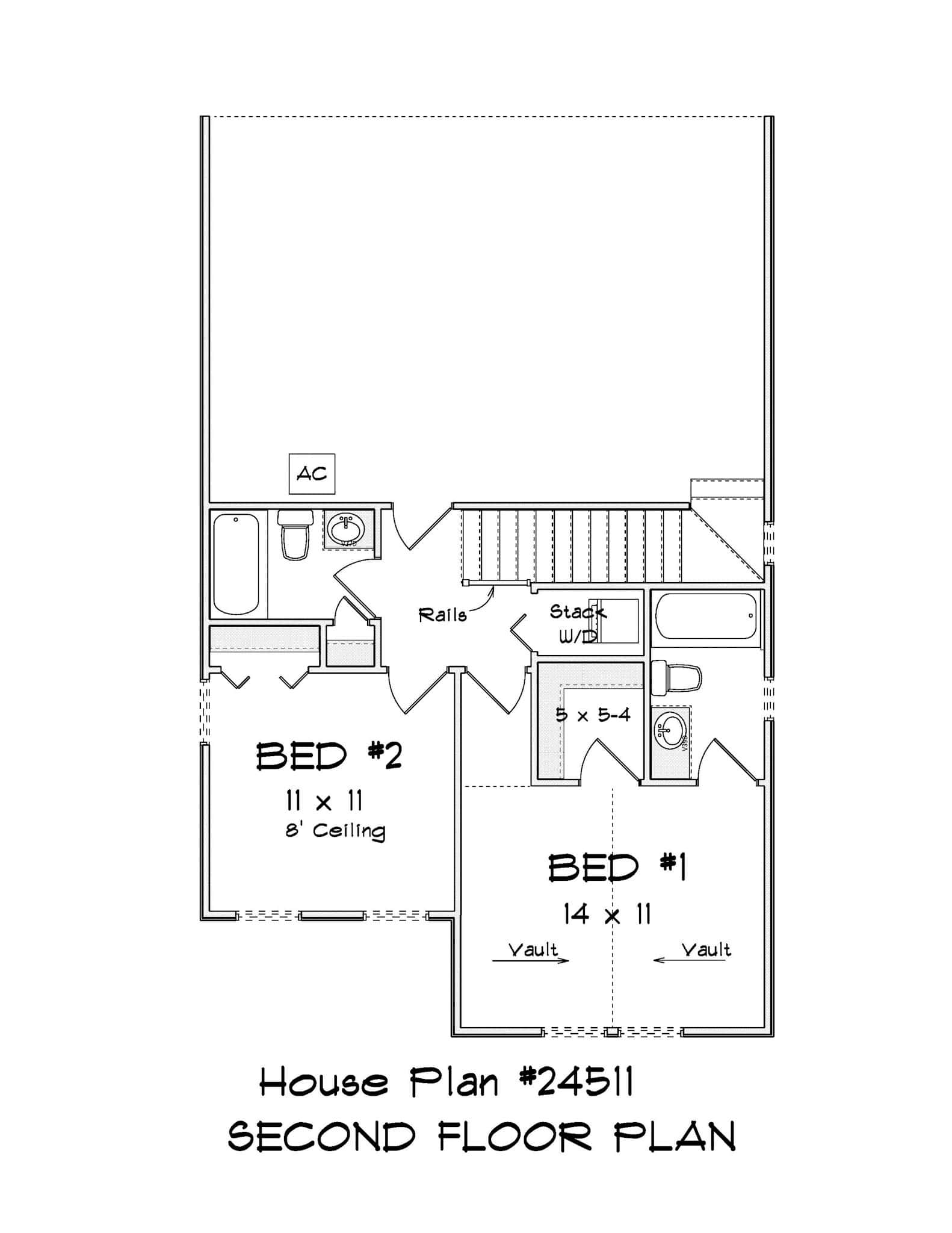 Upper Level of Cottage Plan #178-1491