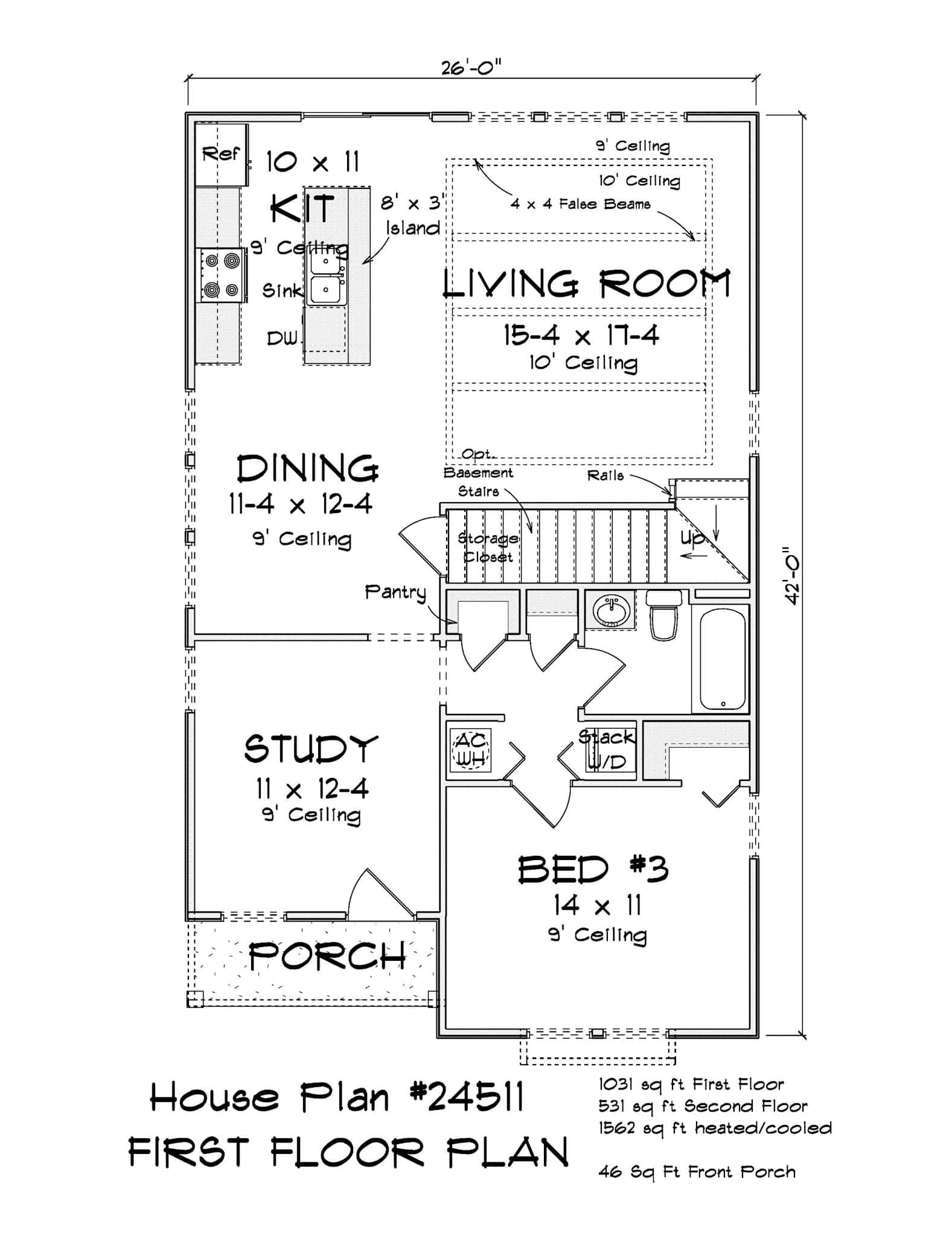 Main Level of Cottage Plan #178-1491
