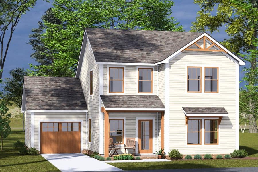 Front elevation of Cottage home (ThePlanCollection: House Plan #178-1492)