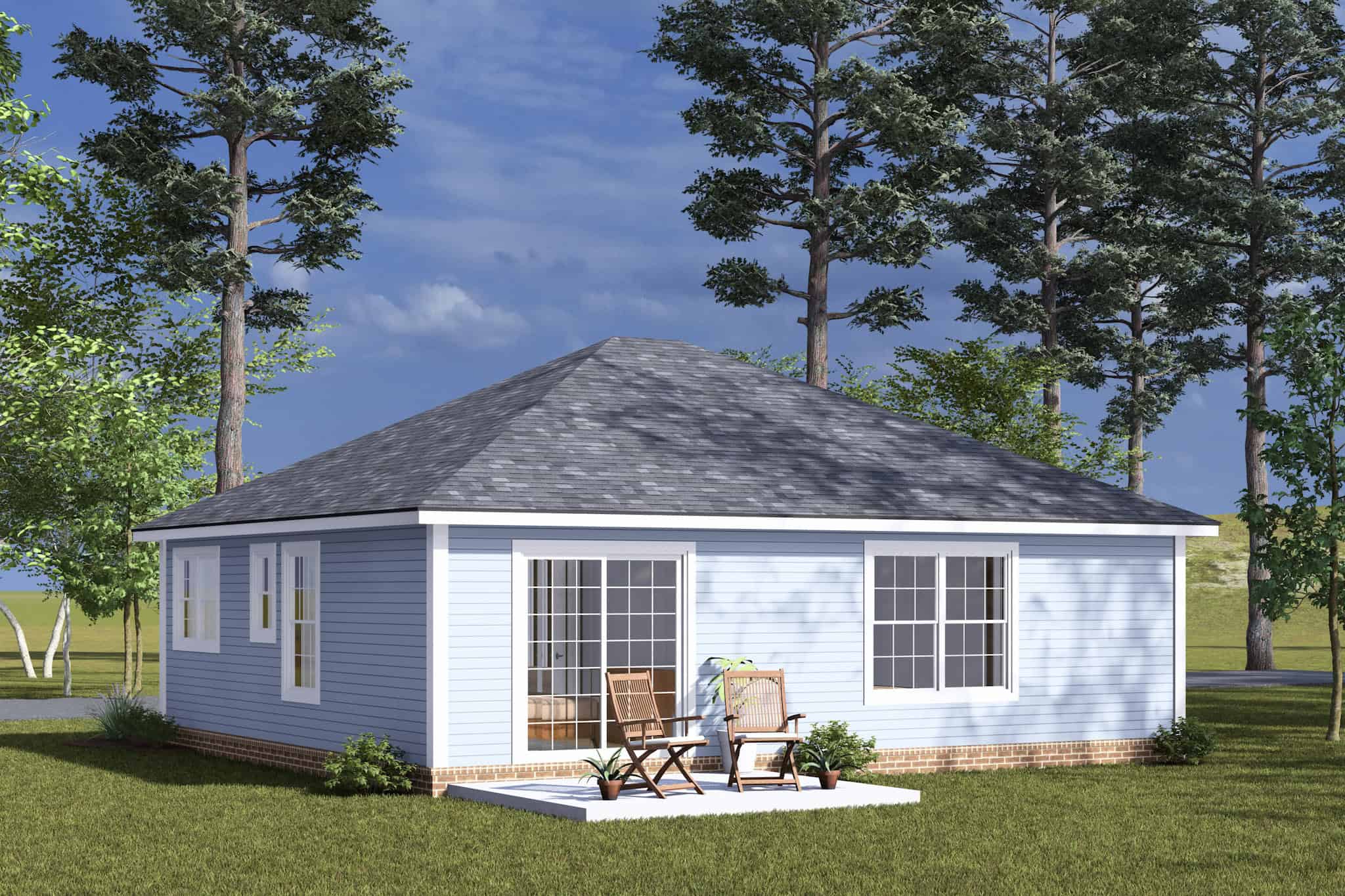 Rear View of this 2-Bedroom,791 Sq Ft Plan -178-1494