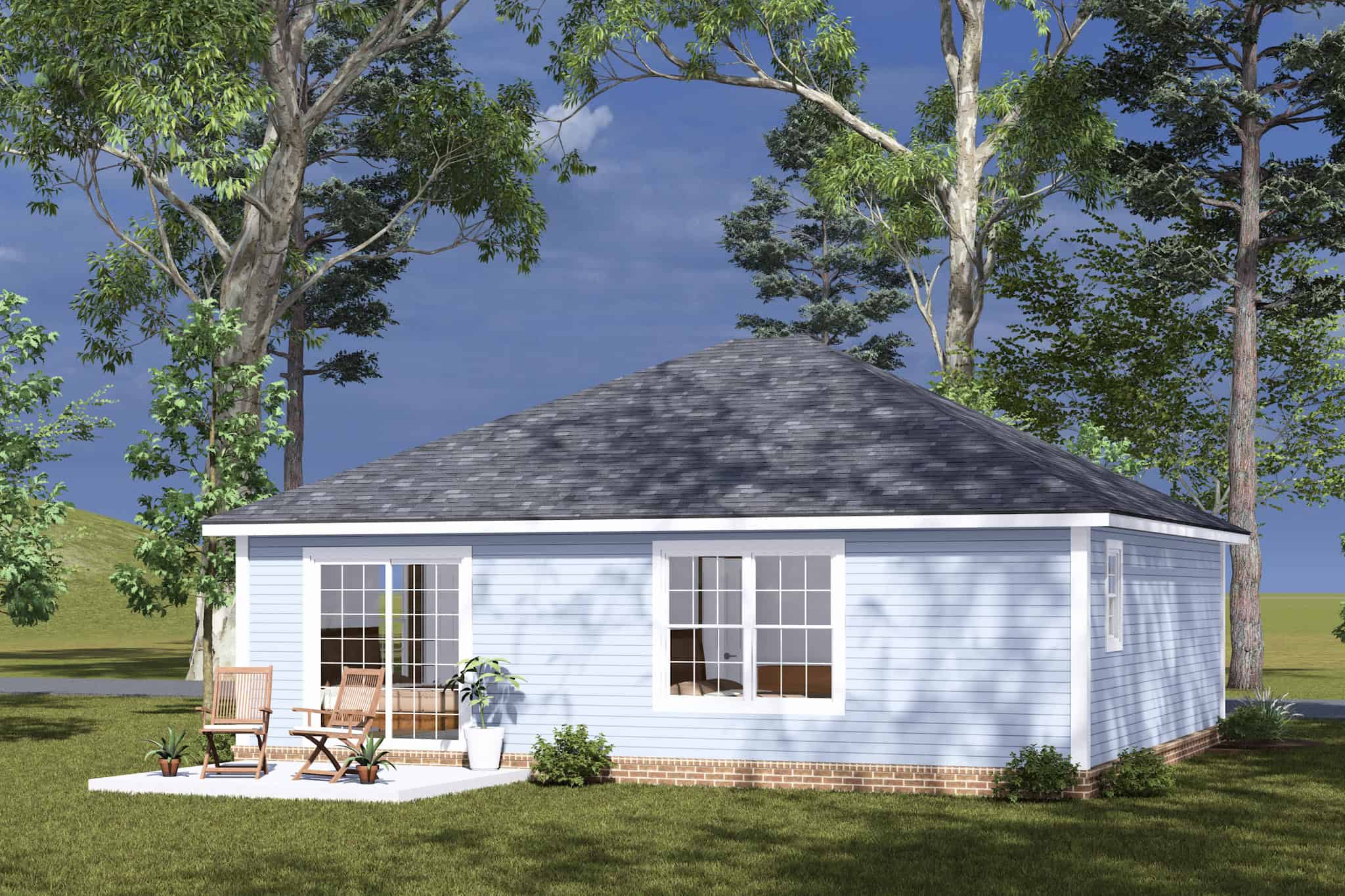 Rear View of this 2-Bedroom,791 Sq Ft Plan -178-1494
