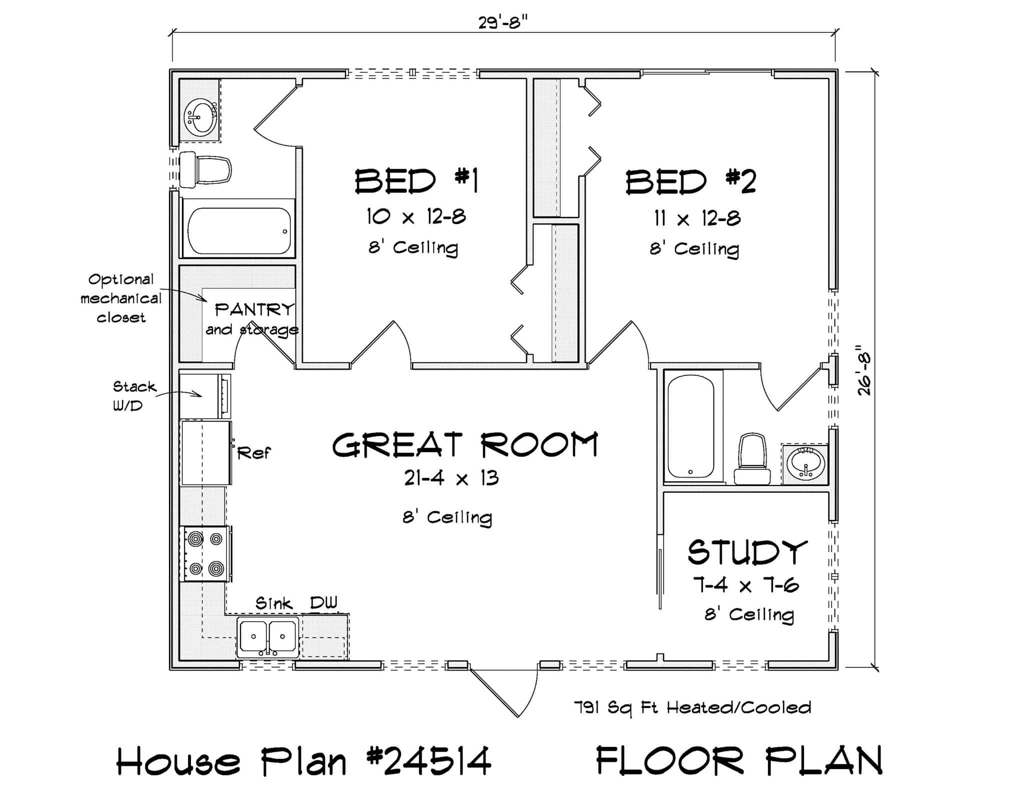 Main Level of Cottage Plan #178-1494