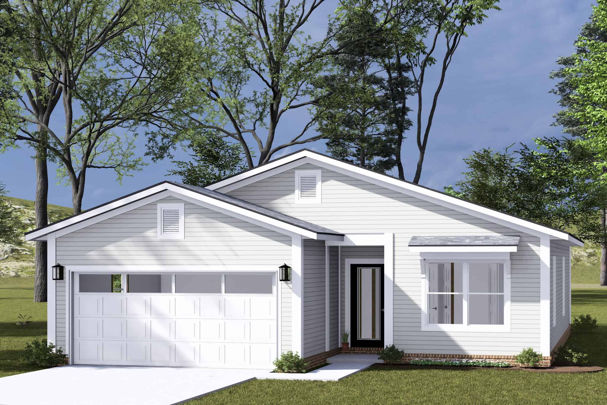 Front elevation of Modern Farmhouse home (ThePlanCollection: House Plan #178-1496)