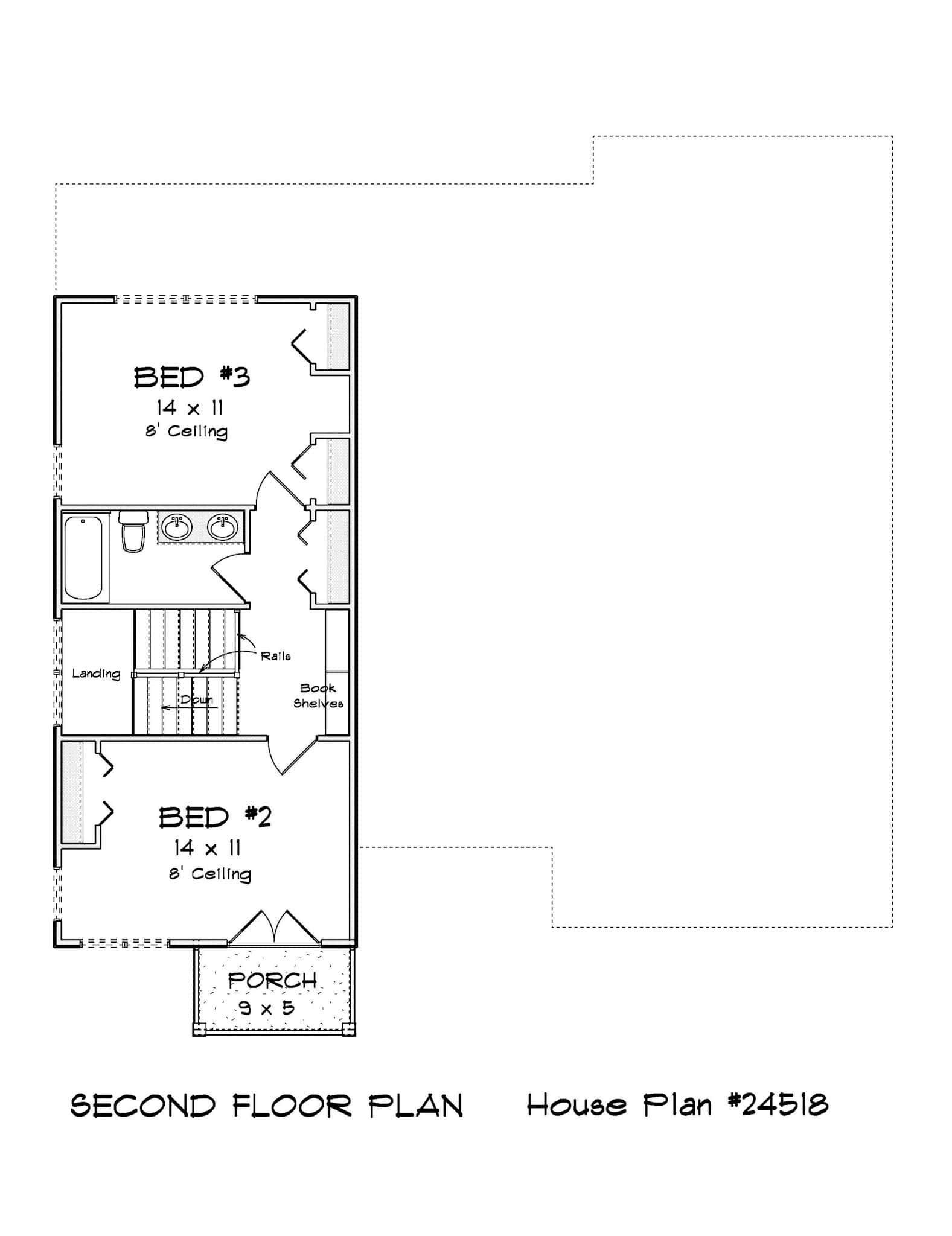 Upper Level of Modern Farmhouse Plan #178-1498