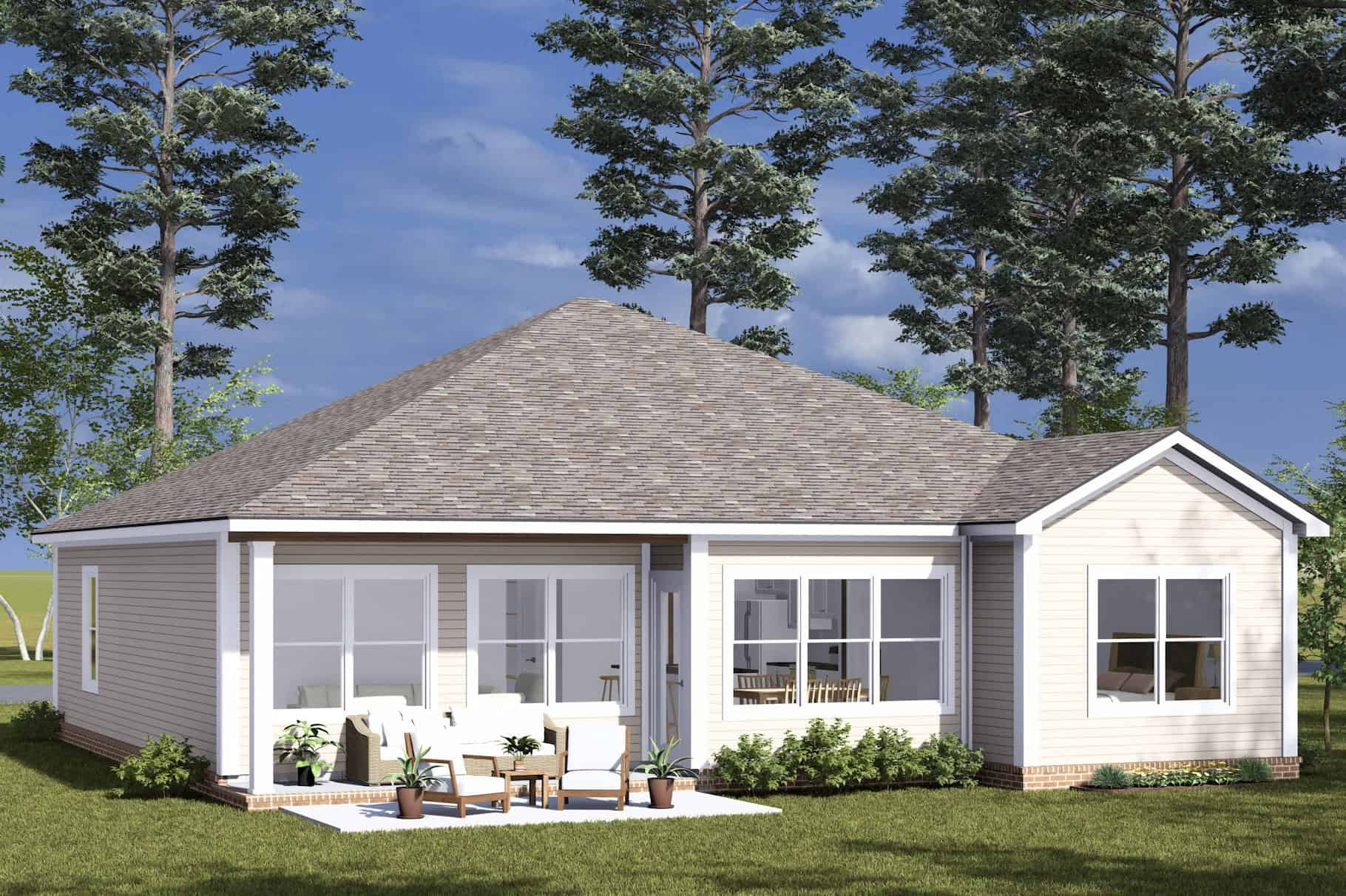 Front elevation of Ranch home (ThePlanCollection: House Plan #178-1499)