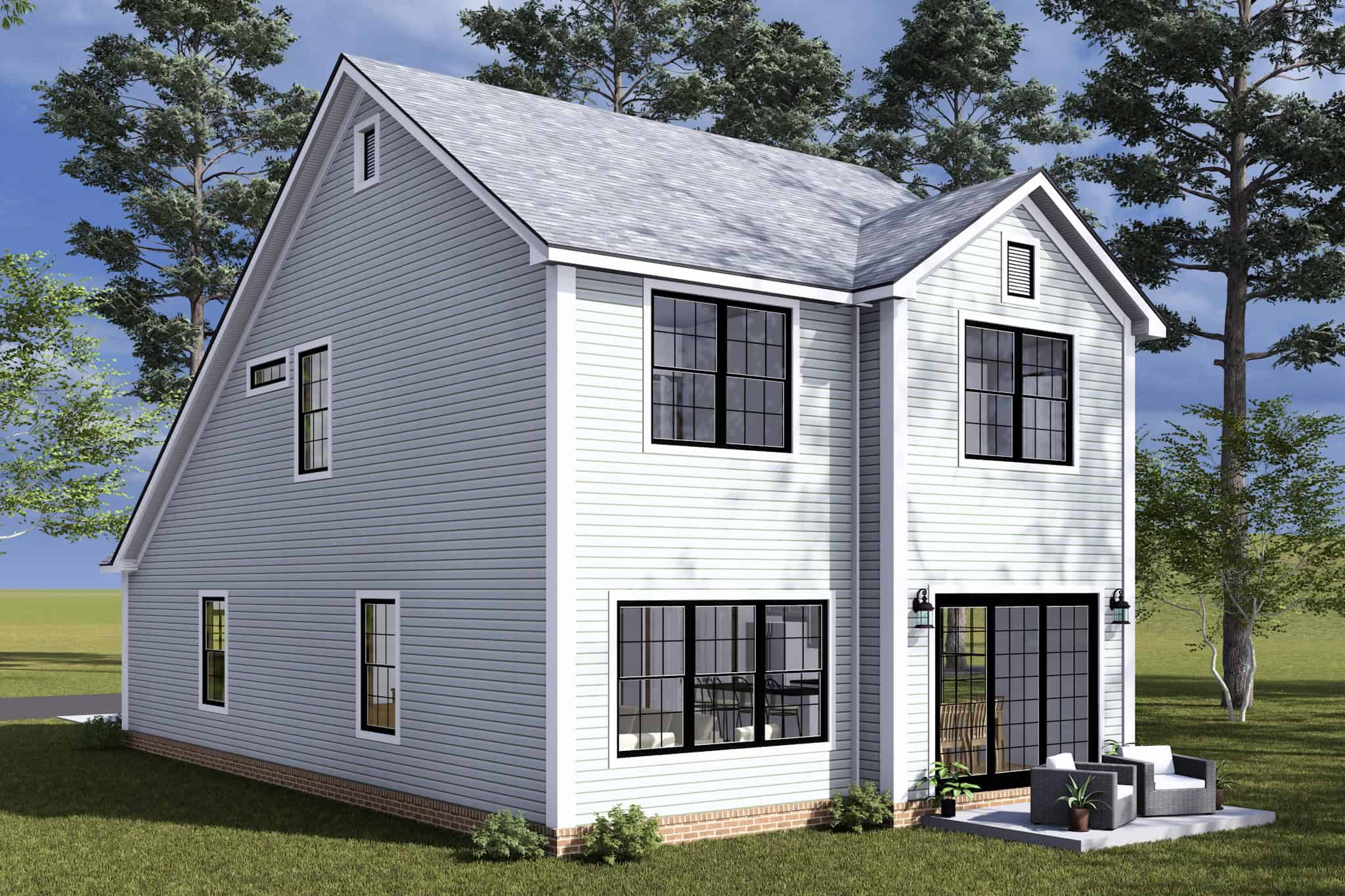 Rear View of this 3-Bedroom,1491 Sq Ft Plan -178-1500