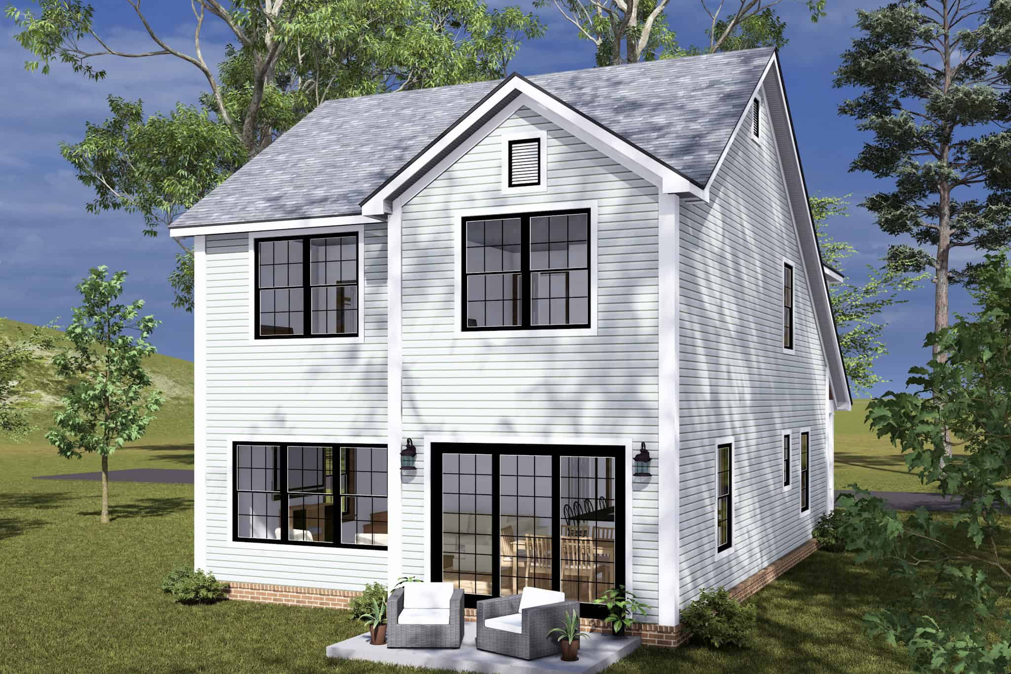 Rear View of this 3-Bedroom,1491 Sq Ft Plan -178-1500