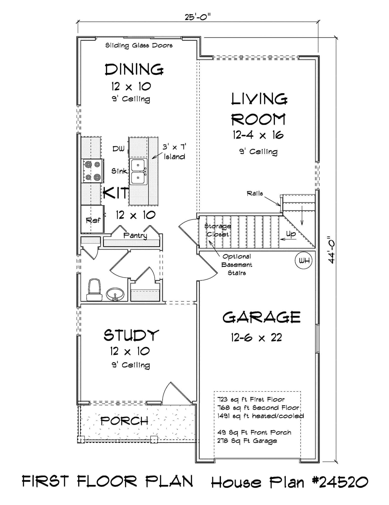 Main Level of Cottage Plan #178-1500