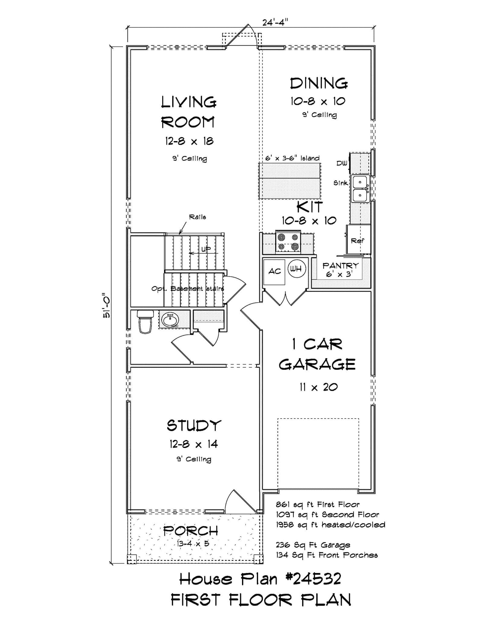Main Level of Cottage Plan #178-1512