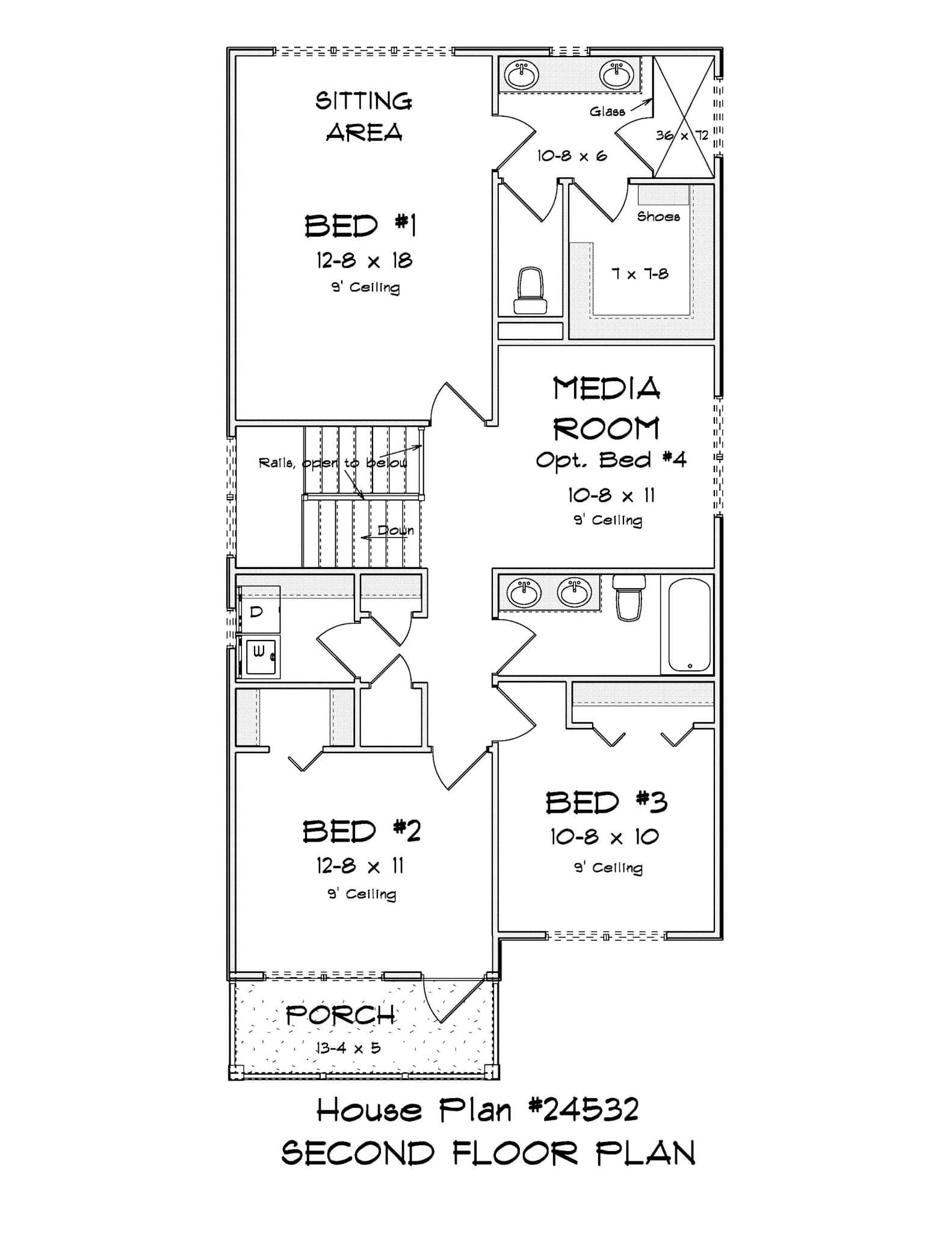 Upper Level of Cottage Plan #178-1512