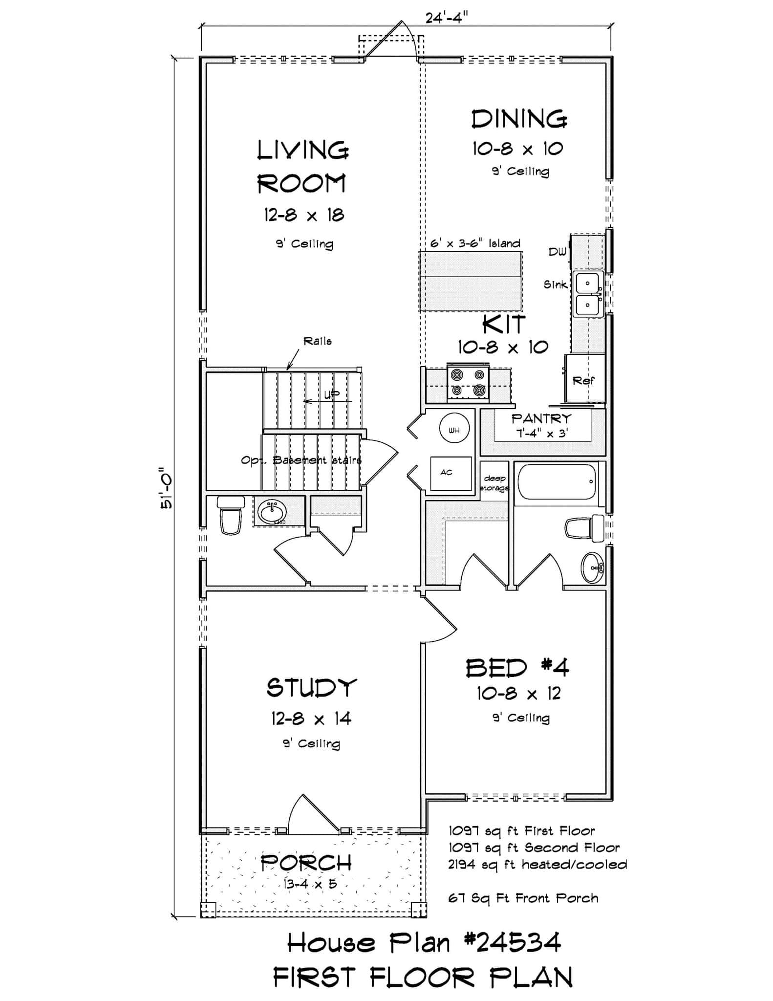 Main Level of Cottage Plan #178-1514