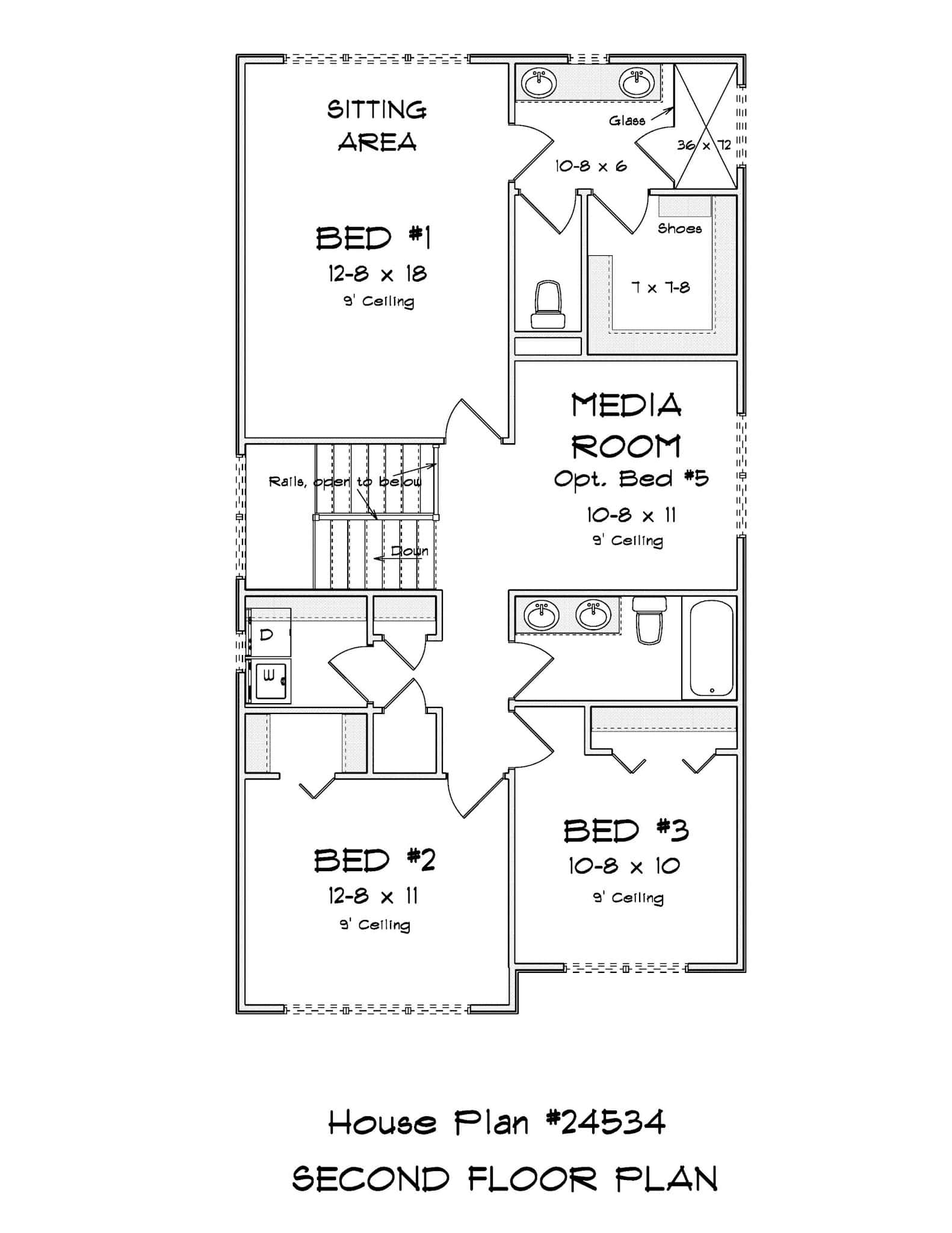 Upper Level of Cottage Plan #178-1514