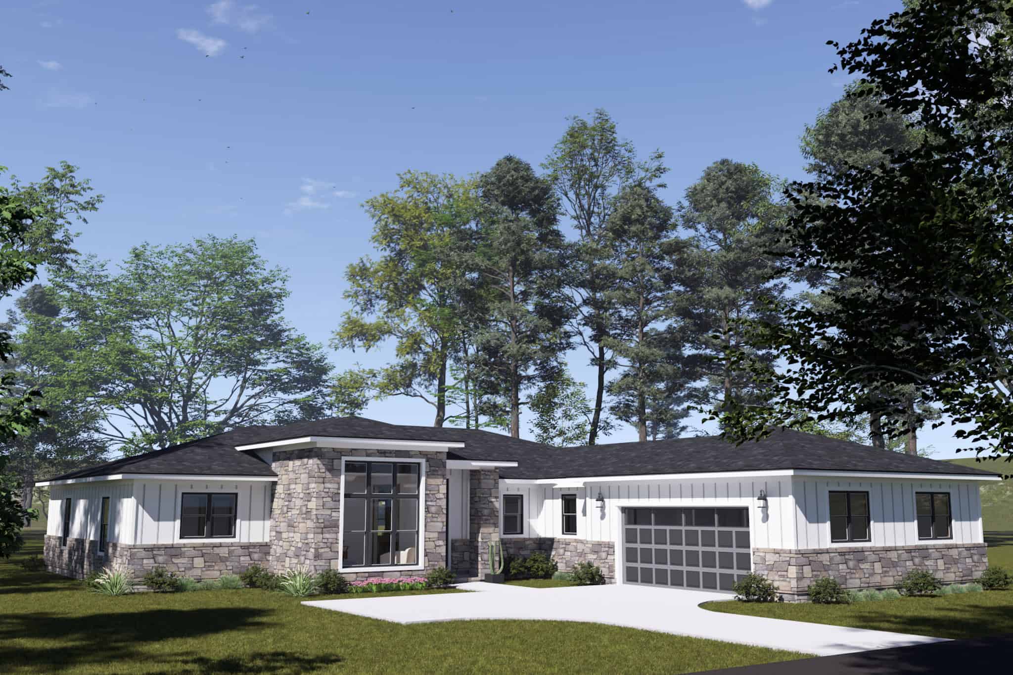 Front elevation of Ranch home (ThePlanCollection: House Plan #178-1516)