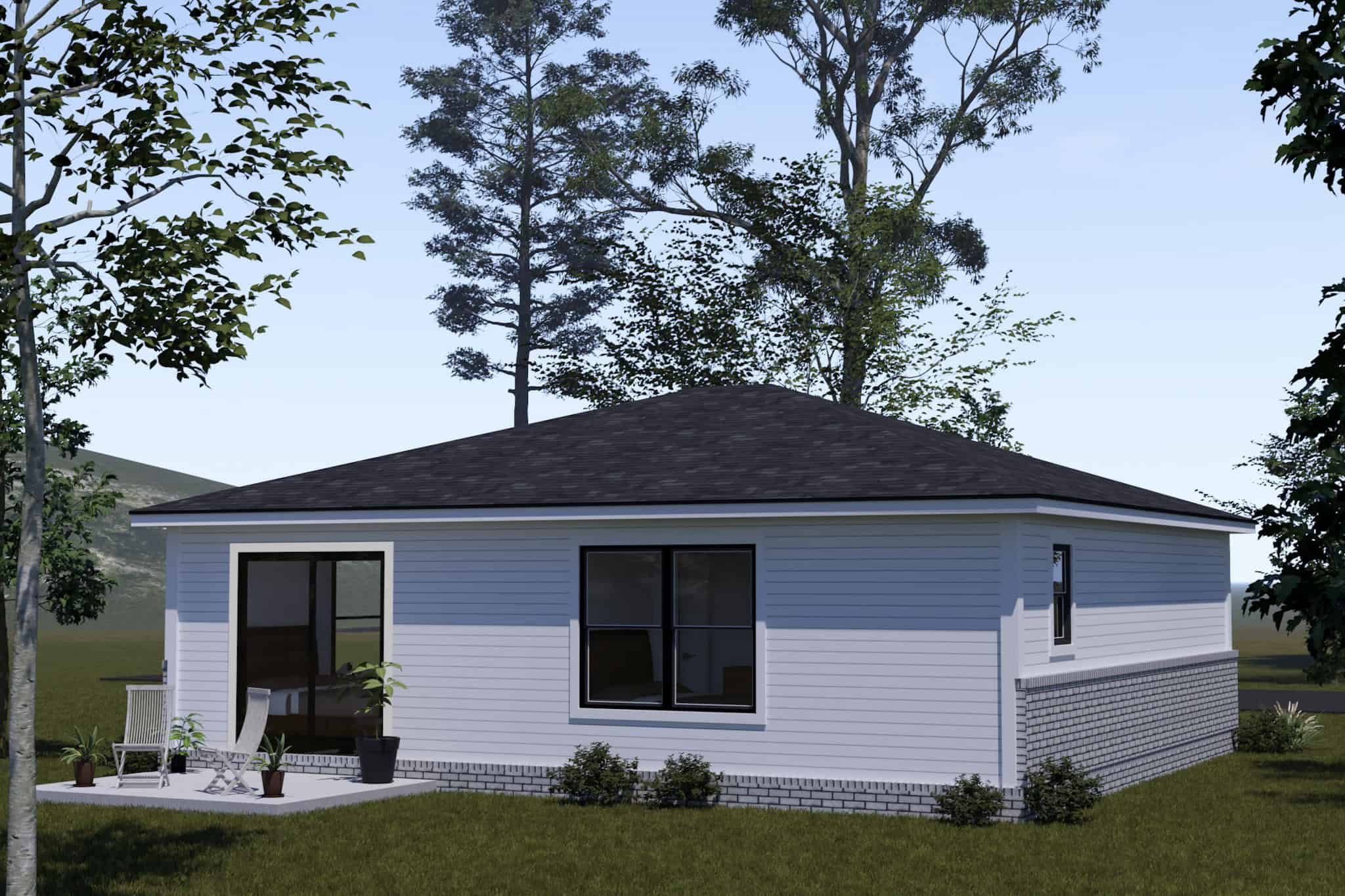 Rear View of this 2-Bedroom,820 Sq Ft Plan -178-1517